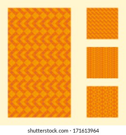Set of orange geometric hipster  background. Seamless patterns