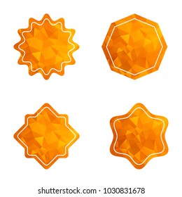 Set of orange gold star isolated on white background. Low poly origami style design. Polygonal design for business. Flat vector cartoon star illustration. Objects isolated on a white background.