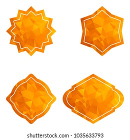 Set of orange gold star isolated on white background. Low poly origami style design. Polygonal design for business. Flat vector cartoon star illustration. Objects isolated on a white background.