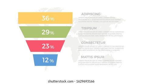 Set of orange, green, red and blue elements for infographic with world map presentation slides.