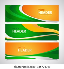 Set Orange Green Wavy Banners Stock Vector (royalty Free) 186724043 