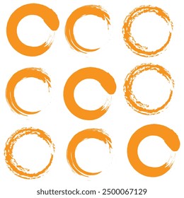 set of orange grunge circle eps 10