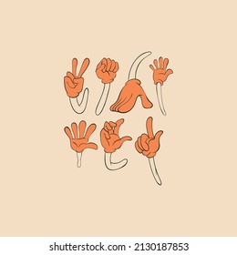 Set of orange hands logo design