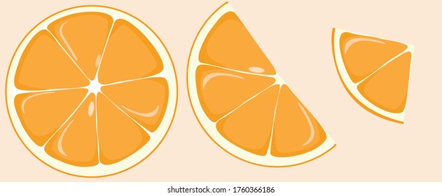 Set of orange icons. Fresh fruit. Materials for creativity.