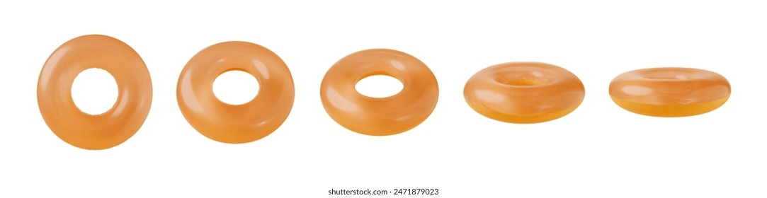 Set of orange Inflatable circle on isolated background. Swim ring, water donut, floatie, rubber ring on white background. Vector