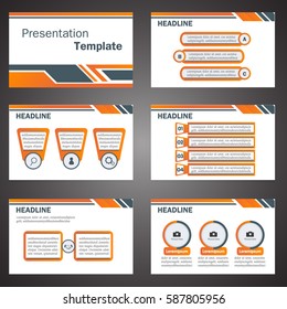 Set of orange infographic elements for presentation templates