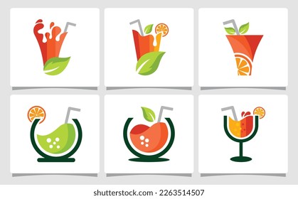 Set Orange Juice Logo Template Design Inspiration