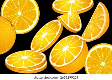 Conjunto naranja sobre un fondo negro.Aislado, primer plano.Elemento de diseño
