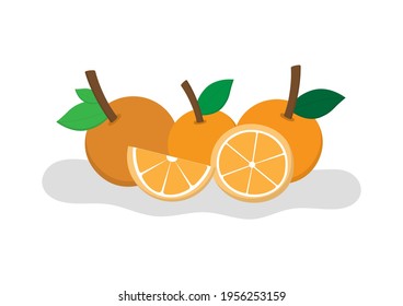 conjunto de naranja sobre fondo blanco, aislado para rodaja naranja y naranja, diseño creativo ilustración vectorial