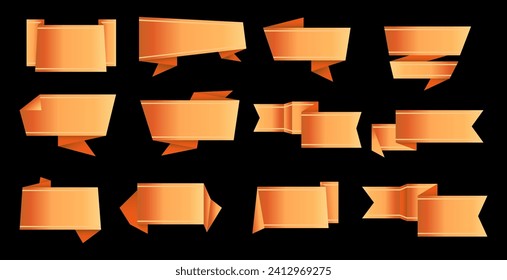 Set of orange paper banners.