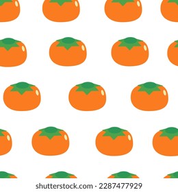 set of orange persimmon cartoon fruit, persimmon pattern as repeat seamless style, replete image design for fabric pattern