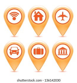 set of orange pointer icons on a white background
