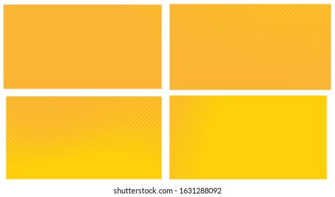 Set Orange pop art background. Abstract creative vector comics style blank layout template with clouds beams and isolated dots pattern.