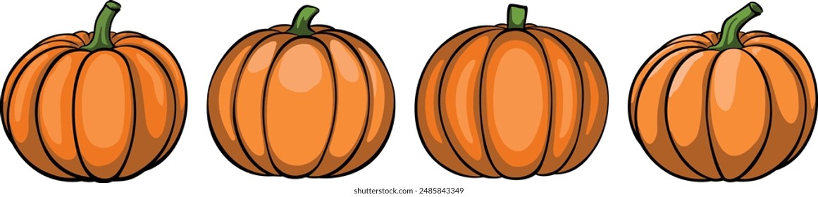 Set of orange pumpkin vectors