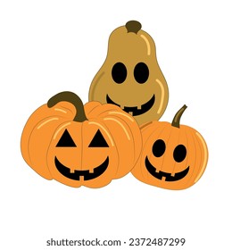 A set of orange pumpkins. Design element of cards, banners and invitations for Halloween