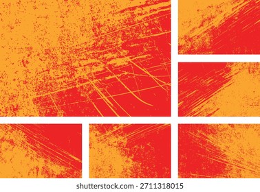 Conjunto de texturas grunge naranja y rojo con superficies rayadas y afligidas. Ideal para fondos, superposiciones, carteles y proyectos de Diseño gráfico audaces.