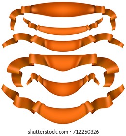 Set of orange ribbons, banner isolated on white background. And also includes EPS 10 vector