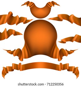 Set of orange ribbons, banner isolated on white background. And also includes EPS 10 vector