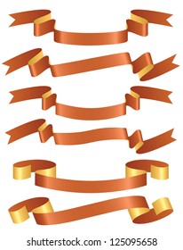 Set of orange ribbons, vector illustration