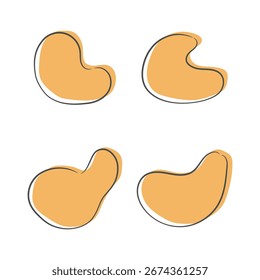 Set of orange simple blob isolated for decoration flat style design vector illustration on white background.
