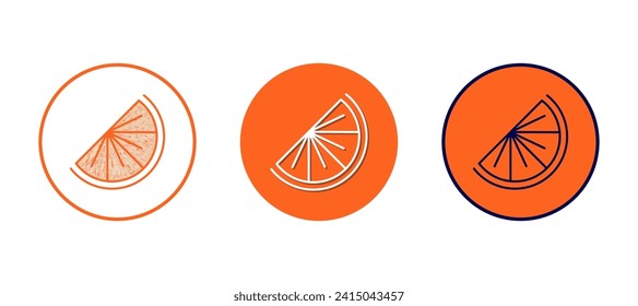 Set of orange slice outline simple icons. Three different linear style spice logotypes. Coffee, tea, lemonade drink with spices symbol. Design elements for packaging, menu, labels