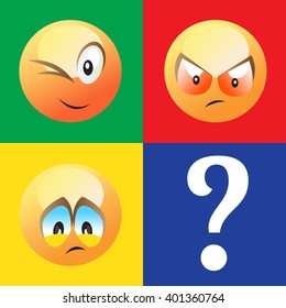 Set of orange smiles. Vector illustration.