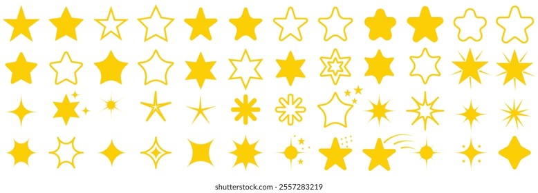 Set of orange sparkle stars. Twinkle stars collection. Stars icon