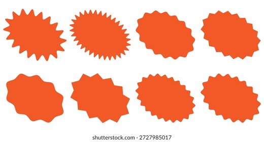 Set von orangefarbenen Stern Burst Shape Tags zum Preis. 