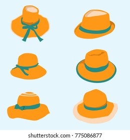 Set Of Orange Summer Hats 1