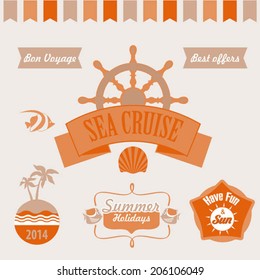 set of orange summer labels