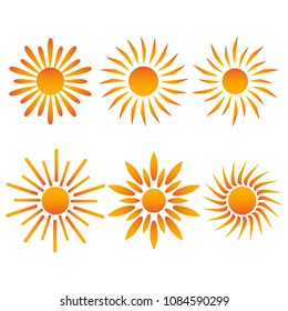 Set of the orange sun icon illustration isolated. Logo