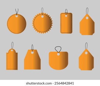 Set of Orange Tag Designs with Various Shapes for Labels, Price Tags, and Branding