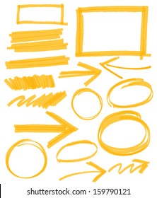 set of orange vector abstract hand-painted marker