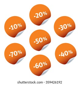 Set of orange vector icons, banners and stickers. 