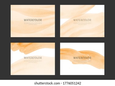 Set of orange vector watercolor background templates.