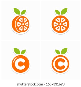 Set of Orange Vitamin C Simple Icon or Logo Design Vector