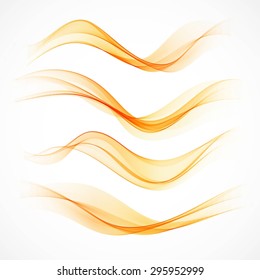 Set of orange wavy banners. Vector illustration EPS 10