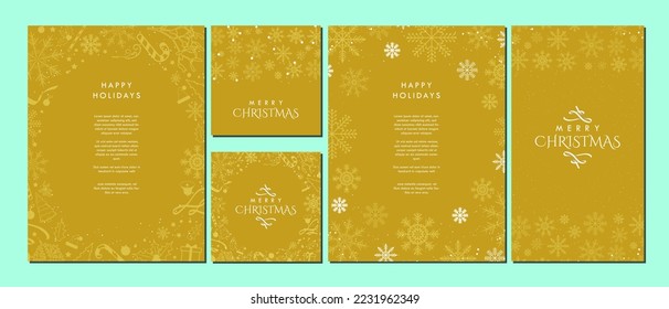 Set of Orange Yellow Christmas-themed Background design templates for posters, greeting cards, social media, stories, layouts. Christmas element and patterns. Editable Vector Illustration. EPS 10.