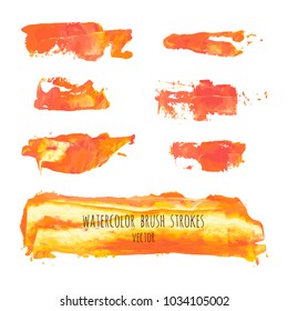 Set of orange, yellow, red, gold marble hand painted background texture elements. Abstract oil backdrop on canvas with dry brush splash, strokes, stains, spots, blots. Acrylic grunge card design.