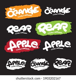 Conjunto de naranja, pera, logo de manzana,Ilustración vectorial. 
Aplicable a las cubiertas, pegatinas, productos.