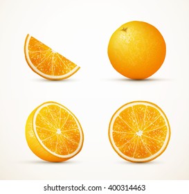 Set of oranges in different view eps10 vector illustration
