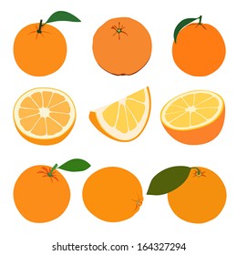 Set of oranges. Isolated on white