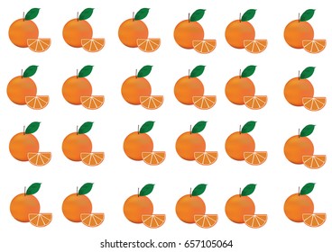 Set of oranges on white background.illustration vector.