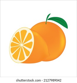 conjunto de naranjas. una naranja completa, una parte naranja y una naranja cortada. ilustración vectorial, eps 10.