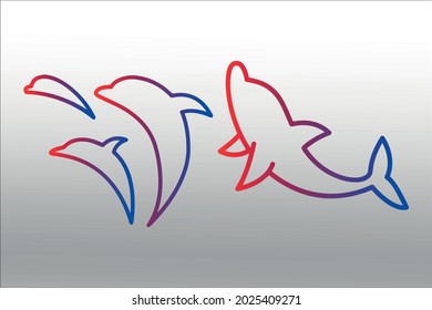 set of Orca (Killer Whales) Silhouette abstract,  line isolated or logo isolated sign symbol vector, outline and stroke style Collection of high-quality color style vector illustration,