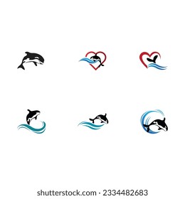 set of  Orca Logo Vector Illustration On Trendy Design.