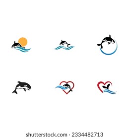 set of  Orca Logo Vector Illustration On Trendy Design.