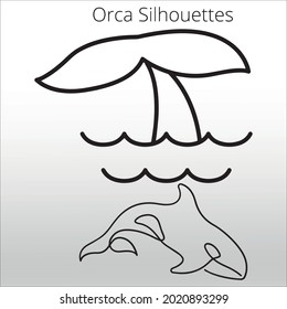 set of orca silhouettes icon ,  line isolated or logo isolated sign symbol vector, outline and stroke style Collection of high-quality color style vector illustration,