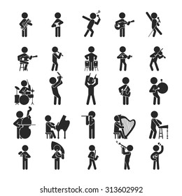 Set of orchestra , Musician character , Human pictogram Icons , eps10 vector format