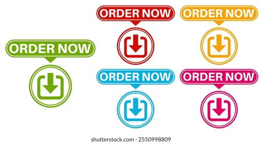 set order now sign labels icon banner design sticker labels template vector illustration